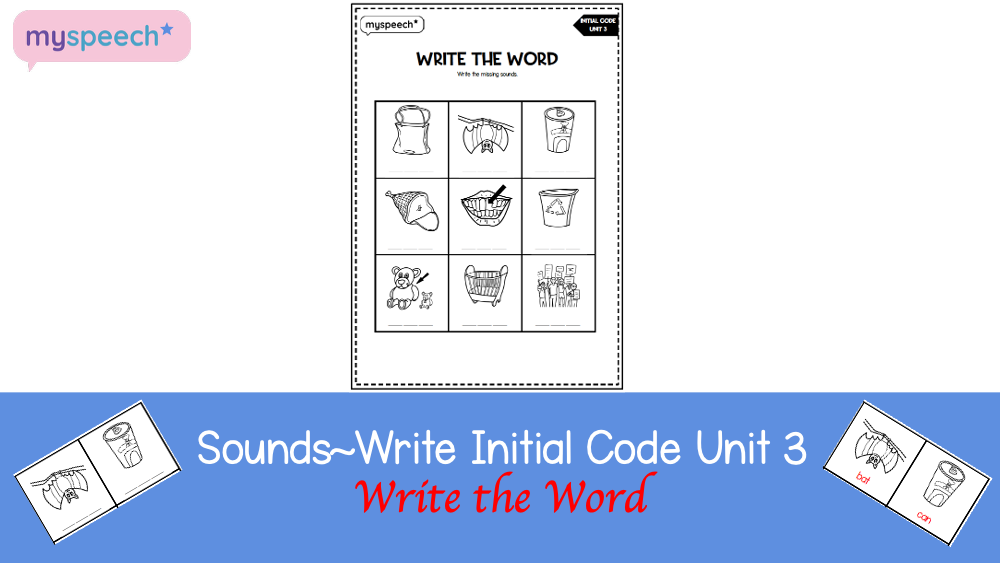 Cover of the Write the Word worksheet for Sounds~Write Initial Code Unit 3